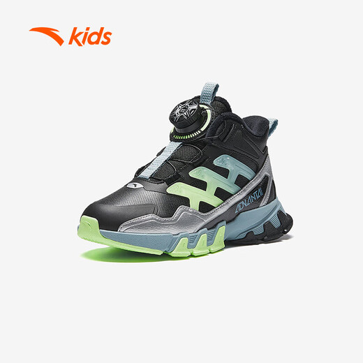 ANTA children's cotton shoes for men and women 2024 winter velvet warm cotton boots 312449974 men's leather black/silver 9974N-3 29