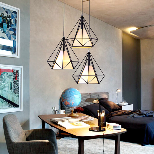 Weihuo light luxury restaurant chandelier three-head Nordic modern simple single bedside aisle entrance dining table bar table Internet celebrity chandelier 3-head disc snowflake white warm light 12W