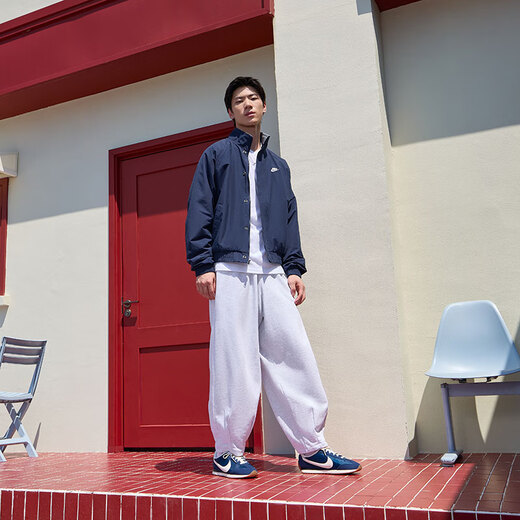 Nike Men's Polar Fleece Lined Jacket Winter Loose Woven Casual Stand Collar Jacket NIKE FZ0657 451 Obsidian/White M