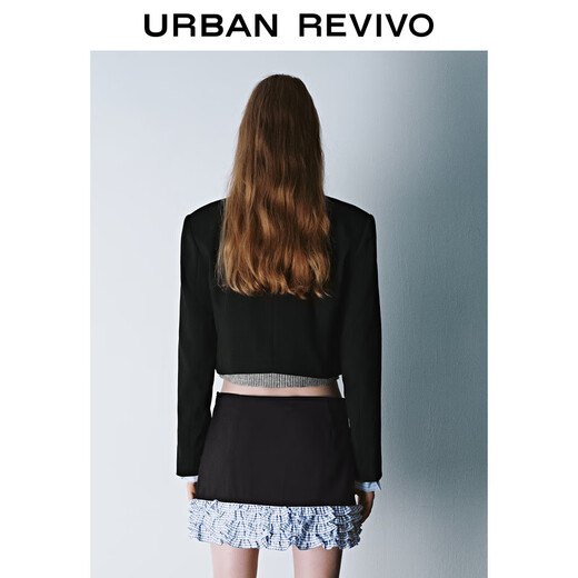 UR new autumn and winter women's commuter style workplace flat lapel short blazer UYU140041 black XS