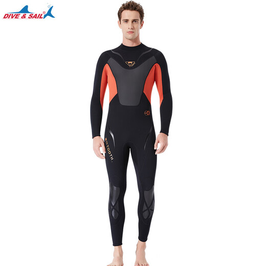 DIVE&SAIL manufacturer wholesale new 3mm wet suit men's wet one-piece warm snorkeling suit long-sleeved cold-proof surfing winter swimsuit black M