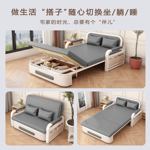 Leiyang folding sofa bed dual-purpose small apartment fabric retractable bed living room balcony multi-function bed 2024 new style [0.82m storage model] 7cm sponge
