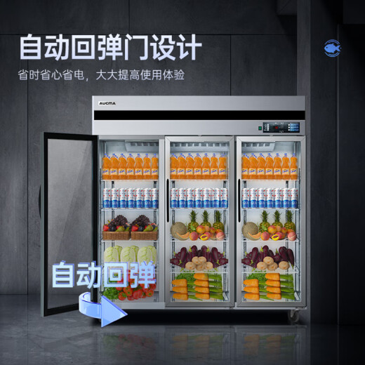 Gabinete de exhibición de aucma gabinete de almacenamiento fresco refrigerado refrigerador de congelador vertical de puerta vertical frutas comerciales de gran capacidad, verduras, bebidas, cerveza, chuanchuan malatang cantenen supermercado gabinete de exhibición hotel