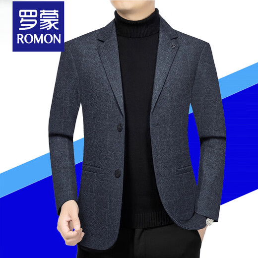 ROMON Men's Casual Suit Spring and Autumn Korean Style Slim Business Small Suit Trendy Handsome Light Mature Single Jacket Men 262 Navy Blue 2XL 185160-175Jin Jin is equal to 0.5 kg