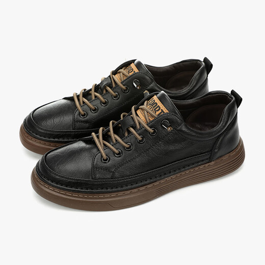 Walker Shop Casual Shoes Men's Breathable Elastic Strap High Quality Cowhide Business Shoes Trendy Shoes Casual Leather Shoes Black 41