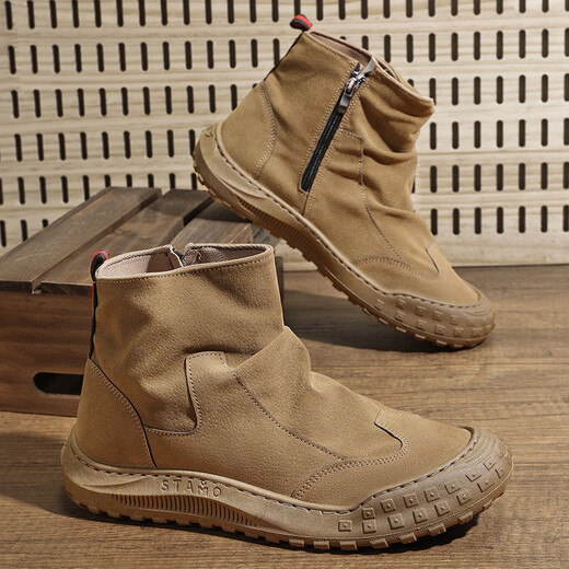 Xingchangwang Martin Boots Herren und Winter 2025 Neue Modetrend -Arbeitskleidung Freizeitschuhe Outdoor Wanderschuhe Khaki Größe 43