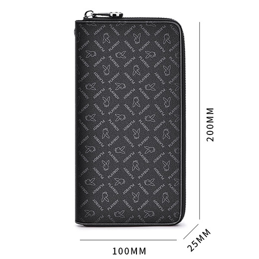 Playboy (PLAYBOY) wallet men's long large capacity men's handbag zipper card bag business clutch birthday gift hand clip bag