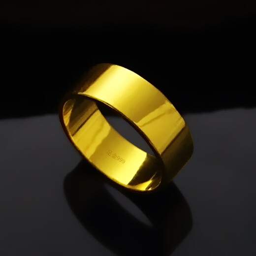 Craftsman gold ring for men and women pure gold 999 glossy surface solid closed mouth atmospheric aperture plain circle retro domineering gift giving face width 5mm 6g, return and replenish according to the actual gold