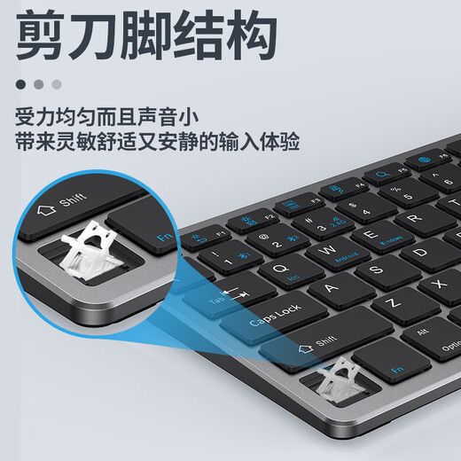 吉选（GESOBYTE）B680无线蓝牙三模轻音键鼠套装笔记本台式电脑充电办公键鼠ipadMac平板手机家通用便携金属灰
