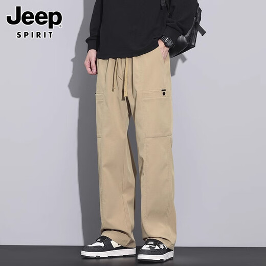 Jeep Spirit High-End-Funktionshose für Männer Herbst- und Winterstil plus Samt verdickte gerade Fallschirmjäger und Freizeithosen für Männer 9856 Armee Green plus Samt M Empfohlen [90-110jin [Jin gleich 0,5 kg]]]