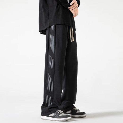 Foss Phil casual pants men's spring and summer trend American high street loose sports straight men's pants 902 black XL