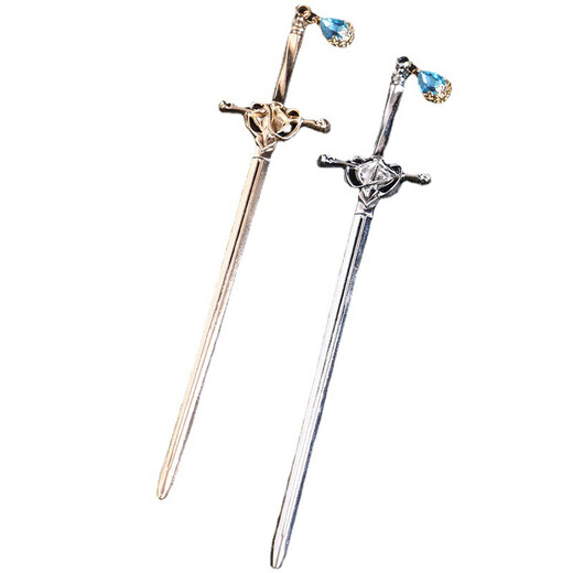 LEMIAO ancient style sword hairpin Hanfu hairpin long tassel step head head ornaments color-preserving electroplating Chinese Valentine's Day gift sword hairpin golden long tassel