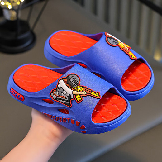 Children's slippers for boys at home in summer 6-12 years old children's indoor non-slip soft-soled baby slippers for middle-aged and older children 1680-grey 34-35 sizes inner length 21.5cm