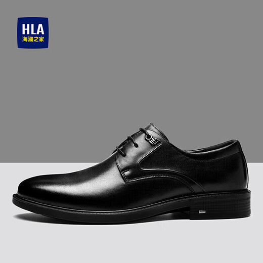 Hailan Home Hla Lederschuhe Herrenzehenschicht Cowide Formale Schuhe Großbritannien Business Casual Schuhe Männer T332 Black 42