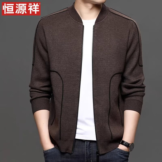 Hengyuanxiang 2025 Spring- und Herbstdünn-Strickjacke mit Wolljacke für Männer mittleren Alters Strickpullover für Männer ET601 GRAU M 165