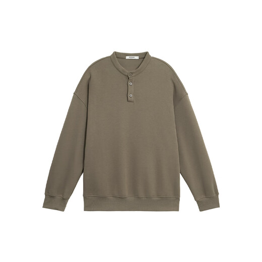 BODYDREAM BM new Henry collar sweatshirt men's autumn casual pullover loose shoulder sports top dark khaki S