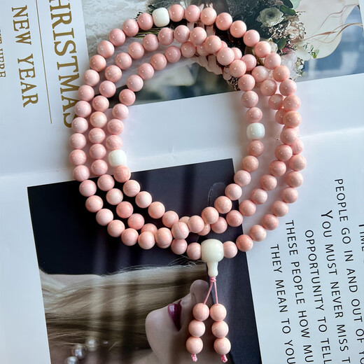 Real coral bracelet natural collection grade pink Beibei Buddha beads bracelet 4mm 216 beads necklace 9mm 108 beads