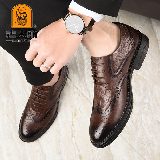 
Old man's authentic versatile trendy men's shoes genuine leather soft sole breathable leather shoes men's fashionable men's casual leather shoes black HH9922 41 standard leather shoes size