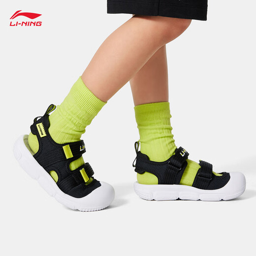 Li Ning Children's Shoes Sandals for Boys and Girls Contrast Color Soft and Comfortable Sports Shoes Black-3 25