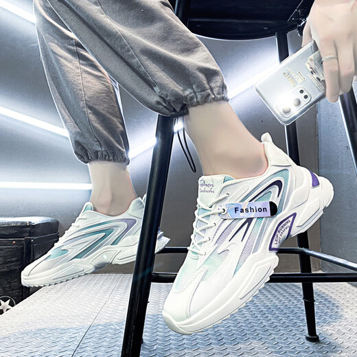 
MVPBOY autumn and summer teenagers sports shoes for men breathable students running shoes versatile dad shoes for men trendy cool casual shoes for men Speed step X9920 white purple 42 (260mm)