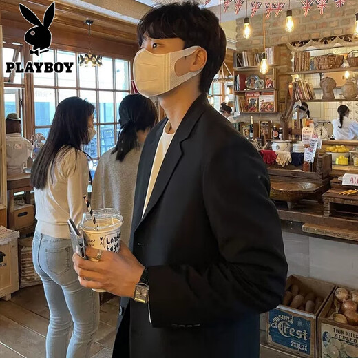 Playboy student suit men's loose casual black college student suit Korean style business formal casual three-piece suit suit + trousers + white shirt XL