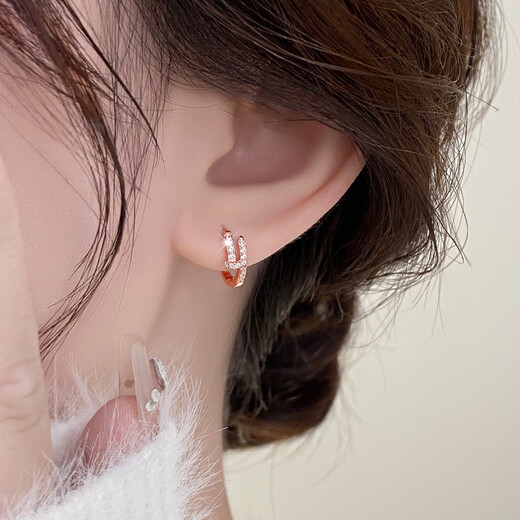 DL 1998 Fat Donglai same style 18k rose gold earrings French women's 2025 new light luxury niche earrings French exquisite rose gold earrings