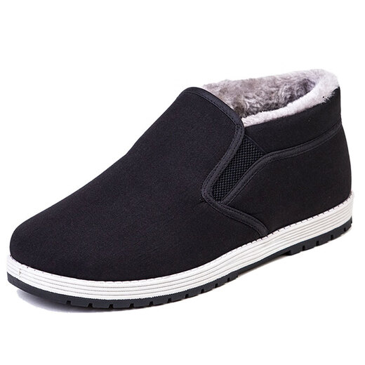 Winter old Beijing cotton shoes for men, thickened with velvet, warm and non-slip, Northeast dad's casual middle-aged and elderly cloth shoes, one-step Northeast high-top plus velvet large cotton shoes 40