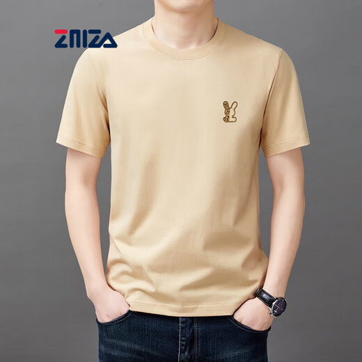 ZMZA 短袖t恤男纯棉夏季新款时尚印花半袖休闲百搭圆领T恤男士上衣潮 黑色【9923款】 M 165码【建议90-115斤】