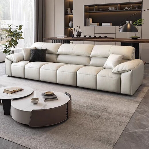DUOFEI Kingdom Geothe Great Leather Sofa italien MINIMALISTIQUE MOWNIMAL MOWNI-PERSON PERSONNE DIRECT ROW APPARTEMENT 2025 NOUVEAU Meubles de salon Y728 Version de luxe de 3,2 mètres à rang direct direct [Modèle de latex] Emballage complet Couche de vache