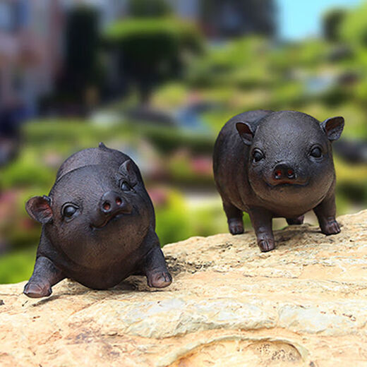 Han Chang Garden Decoration Garden Ornaments Creative Gifts Piggy Model Resin Crafts Animal Simulation Pig Ornaments Station Black Pig Pair
