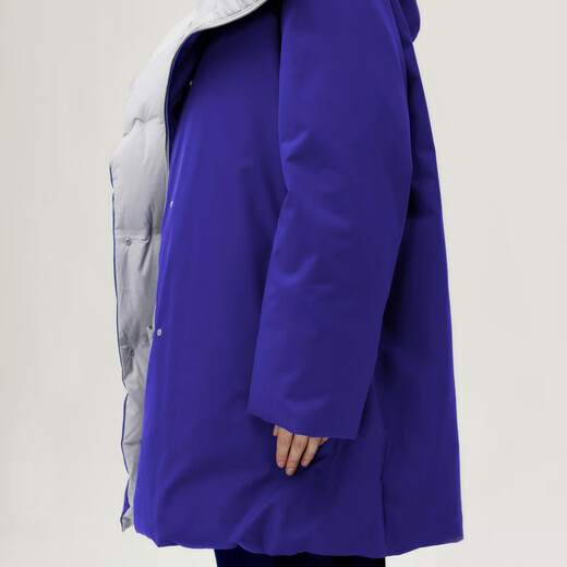 LESS冬双面穿白鸭绒羽绒服女设计感保暖中长款抽绳外套2NAC12530 403/深蓝 M