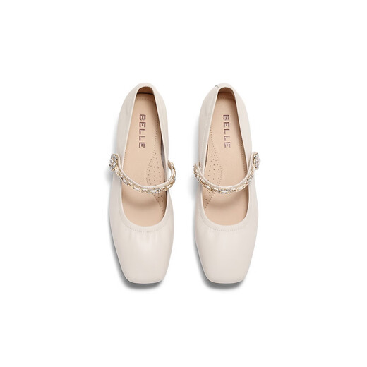 Belle buckle fashion Mary Jane shoes for women 25 spring new genuine leather fashion elegant shoes D4A1DAQ5 beige 37