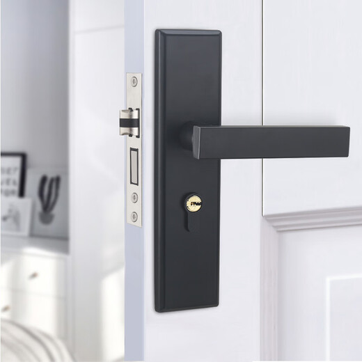 Huili custom door lock indoor home general door wooden door lock no modification hole adjustable door handle handle A type - hole distance 50 does not include lock body lock cylinder key 35-45MM universal type with key