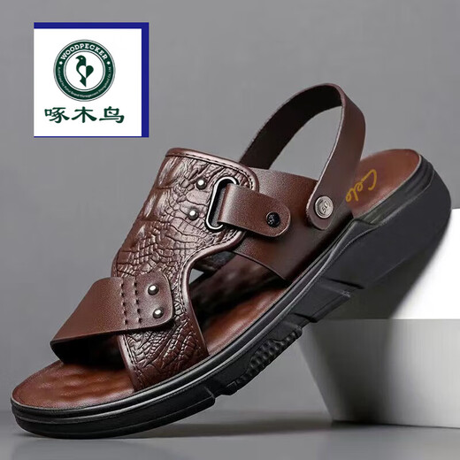
Woodpecker Autumn Men's Sandals for Men's Genuine Leather Soft Sole Breathable Non-Slip Wear-resistant Outer Thick Sole Sandals Casual Beach Shoes Men 9921 Black Normal Edition Flagship Model 38 Standard Size Flagship Model