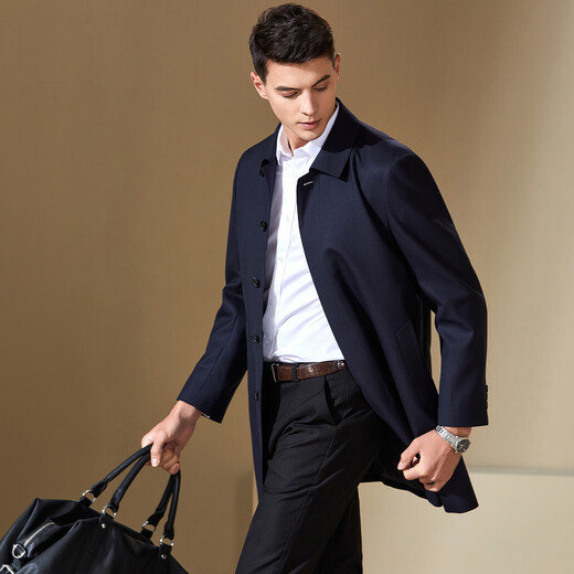 
Antonio [high-string worsted 100% wool] men's high-end jacket mid-length coat business executive trench coat