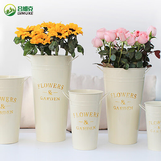 Rümke iron wake-up flower bucket household flower bucket flower shop flower arrangement container fake flower decoration flower arrangement mud iron bucket dry flower bucket 6712