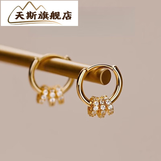Tiansi 18k gold earrings women's hoop earrings light luxury niche design earrings exquisite imitation 18k gold earrings gift gold