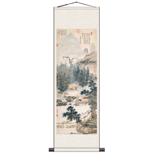 溥畔竹子翠鸟卷轴画茶楼装饰丝绸画挂画板桥竹字条幅名家字画 板桥竹 (2) 200x90 卷轴画心丝绢