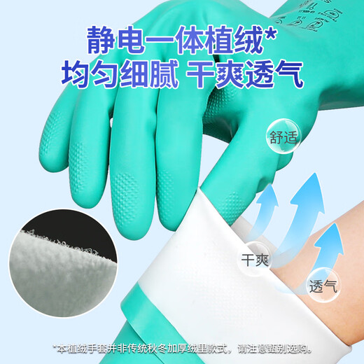 Yizhixuan Nitril Gummihandschuhe 3 Doppelküche Hausarbeit Reinigung Chemikalien, Säure- und Alkali-Resistenz Arbeitsschutz Verschleiß-resistenter Handschuhe für Lebensmittel zur Verfügung