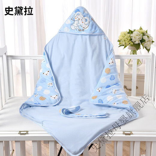 Stella baby quilt spring and autumn pure cotton newborn small bag quilt dual-purpose wrap autumn and winter newborn baby winter thickened quilt pure cotton-big-headed bear-autumn and winter thickened version-detachable 90*90cm