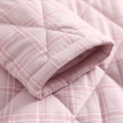 American Standard's new couple's three-layer quilted thermal pajamas for women winter all-cotton quilted padded clothes plaid can be worn outside home clothes for men Taro powder XL