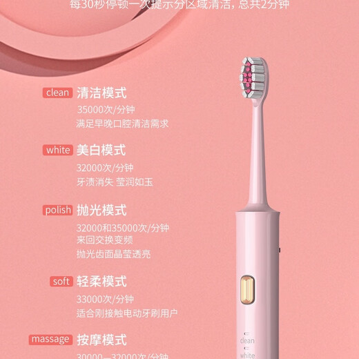 Bioderma 6789 sonic USB rechargeable waterproof long-lasting unisex package with five brush heads gift box packaging 6789 electric toothbrush white and pink