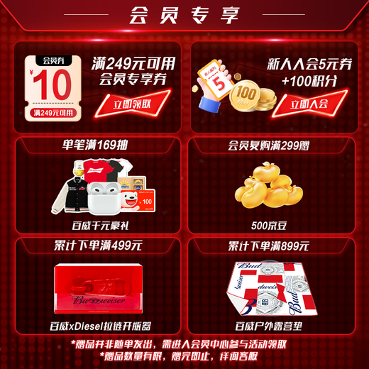 Budweiser Beer TOP Light Lager 450ml*18 cans in full box, new and old packaging shipped alternately