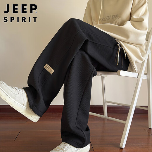 JEEP SPIRIT Jeep pants men's casual pants men's autumn and winter loose straight sportswear trousers black 2XL