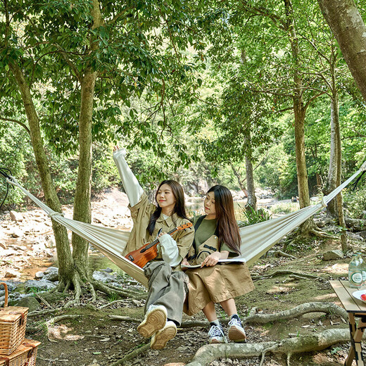 MOBIGARDEN hammock outdoor camping picnic beach leisure swing canvas double hammock NX23681003 ivory white