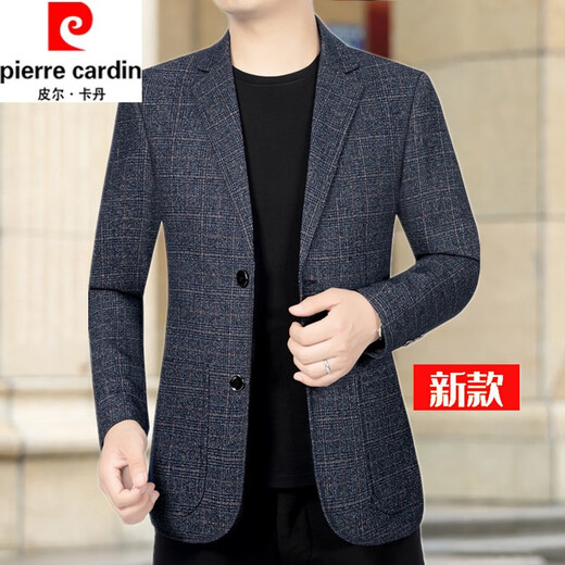 皮尔卡丹（pierre cardin）2024春秋季新款男士西服修身韩版商务正装中年免烫小西装外套 蓝色610 180/XL(135-150斤)
