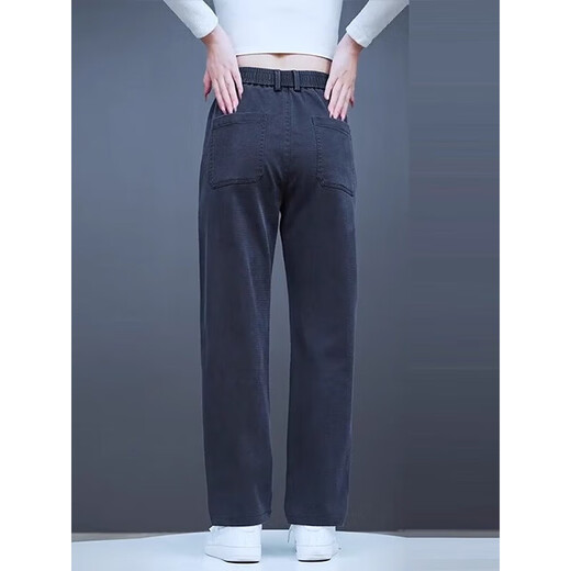 Woodpecker elastic waist casual pants for men in autumn and winter, plus velvet and thickening, middle-aged men's loose straight elastic sports long pants gray regular 33 recommended 145-155 Jin Jin equals 0.5 kg
