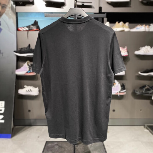 阿迪达斯 （adidas）短袖T恤男士2025夏季新款针织透气宽松舒适休闲运动服纯色刺绣 IC9793黑色 L