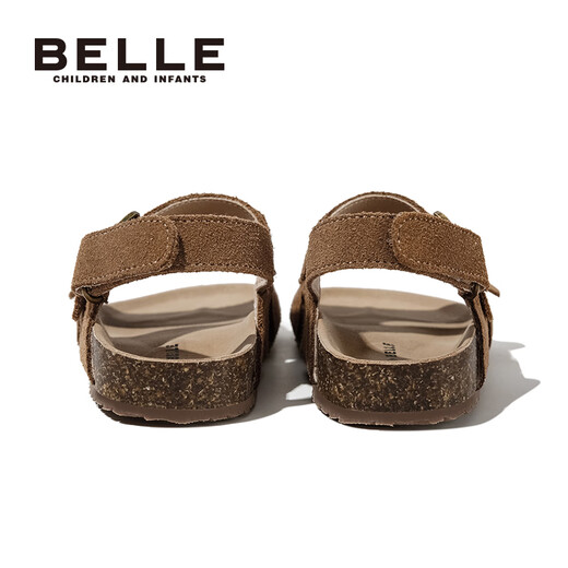 Belle children's shoes, girls' beach shoes, summer new open-toe boys' sandals, children's Birkenstock shoes, medium and large children's casual shoes, Gravel Camel 27, foot length 16.2-16.7cm