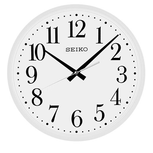 Seiko Japanische Seiko Uhr 13-Zoll-Scan Sekunden Einfache moderne japanische Schlafzimmer Wohnzimmer Büro Hotel Quarz Walluhr Hellweiß QXA728W